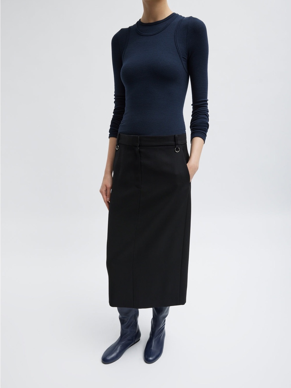 NWT Tibi Grain De Poudre Convertible Pleated Skirt Black Size 00 - Picture 3 of 15